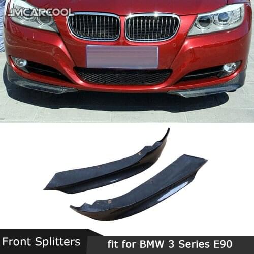 For BMW 3 Series E90 Base Sedan LCI 2006-2012 Front Lip Splitters Spoiler Carbon Fiber Bumper Chin Cover Flaps Winglets