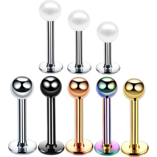 1Pc 16G Stainless Steel Labret Lip Piercing 3mm Ball 6/8/10mm Bar Lip Ring Stud Ear Cartilage Tragus Helix Piercing Body Jewelry