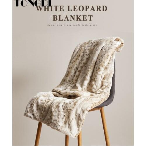 TONGDI Plush Blanket Soft Warm Elegant Leopard Print Throw Blanket Decor For Girl Gift Winter Couch Cover Bed Sofa Bedspread