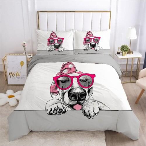 Quilt Covers Pillowcase Bedding Set Duvet Cover Sets Comforter Case Linen Bed Full Twin Size 3D Design Cartoon Dog Home Textile