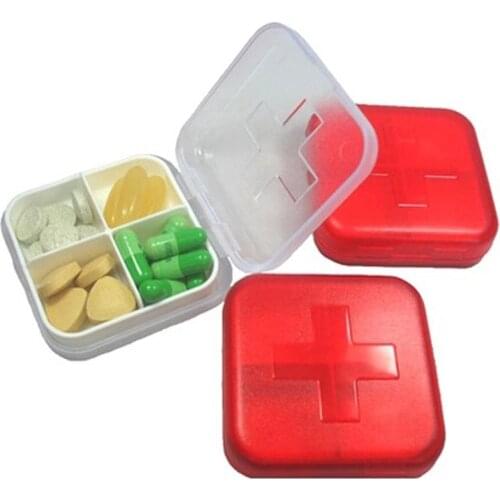 4 Slots Cross Portable Plastic Medical Medicine Drug Storage Box Jewelry Beads Organizer Mini Pill Cases