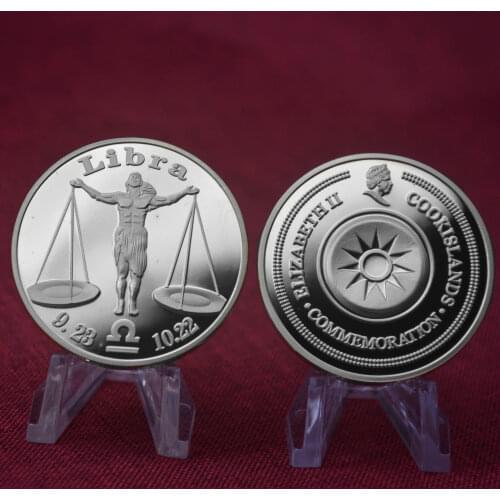 Silver Plated Libra signs of the zodiac medal coin Holiday & Business gifts