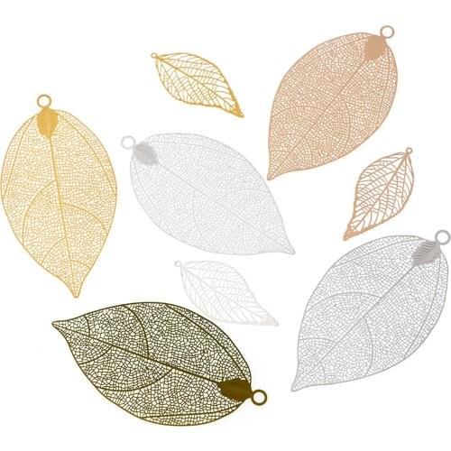 5/10pieces Gold Silver Color Leaf Pendant Charms Vintage Metal Leaf Jewelry Findings for DIY Pendant Necklace Jewelry Making