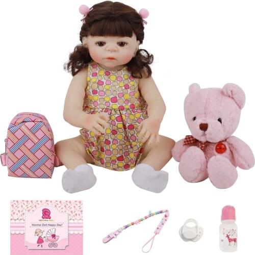 18 Inch Lifelike Bebe Reborn Girl Doll Full Silicone Vinyl Body Realistic Newborn Baby Toy For Childrens Day Gifts Present 48CM