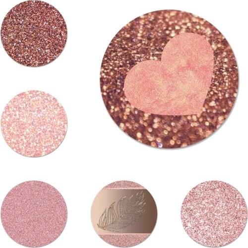 Rose Gold Pink Glitter Icons Pins Badge Decoration Brooches Metal Badges For Clothes Backpack Decoration