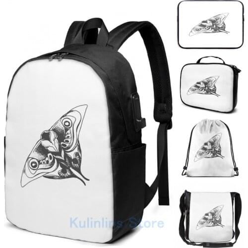 Graphic print Moth from Ellies Tattoo The Last of Us Part 2 USB Charge Backpack men School bags Women bag Travel laptop bag