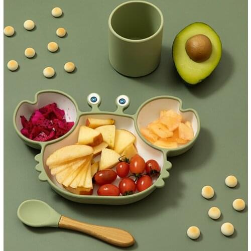 Silicone Dinner Plate Sucker Non-slip Baby Feeding Plate Silicone Bowl Food Grade Material Feeding Bowl BPA Free