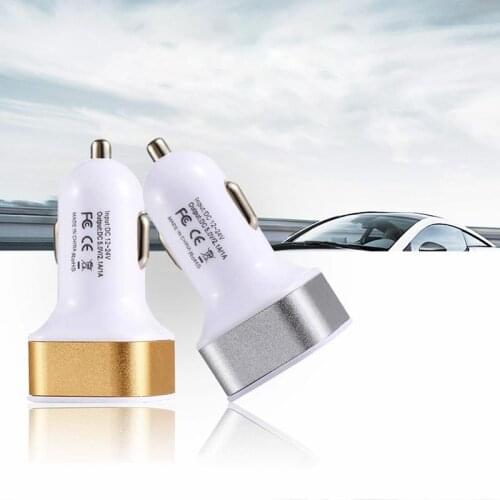 Color Random) Square Aluminum Double USB2.Car Charger Mini Car Charger Cigarette Lighter Wholesale Usb Cell Phone Car Charger