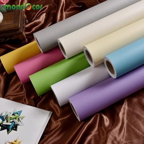 Modern Colorful PVC Waterproof Thickened Wallpaper Self-Adhesive Solid Color Plain Sticker Bedroom Living Room Hotel Wall Papers