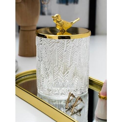 Glass Cotton Swab Cans, Cosmetic Cotton Jewelry Storage Cans, Jewelry Boxes, Home Decoration Ornaments Cosmetic Containers