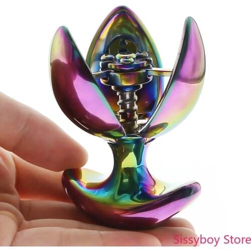 Heavy Anus Beads Asslock Stainless Steel Anal Plug With Lock Expanding Ass Gold Butt Plug Rainbow Big Ass Trainer SM Toys