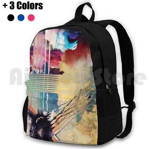 Quintessence Outdoor Hiking Backpack Waterproof Camping Travel Vintage Art Pop Culture Home Green Tribal Paisley Colours Lines