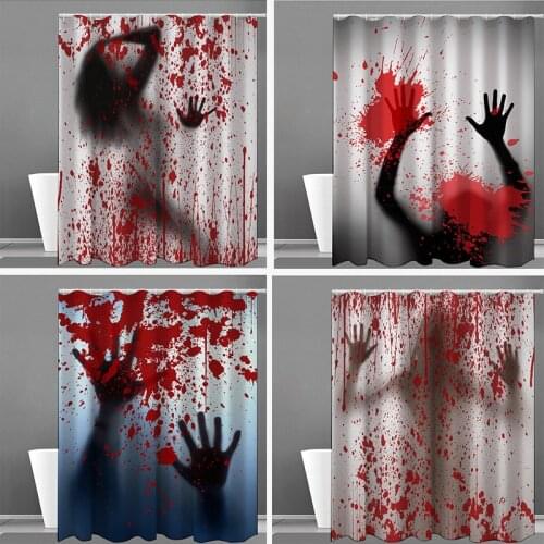 Bathroom Scary 3D Horror Bloody Halloween Decoration Waterproof Mold-Proof Shower Curtain Art Deco Household Bathtub Screen