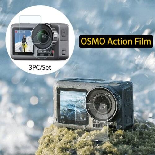 3Pcs For DJI OSMO ACTION 9H Tempered Glass Protective Screen Film Camera Lens Film for DJI OSMO Sports Action Camera 4K Video