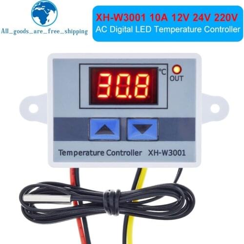 TZT 10A 12V 24V 220VAC Digital LED Temperature Controller XH-W3001 for Arduino Cooling Heating Switch Thermostat NTC Sensor