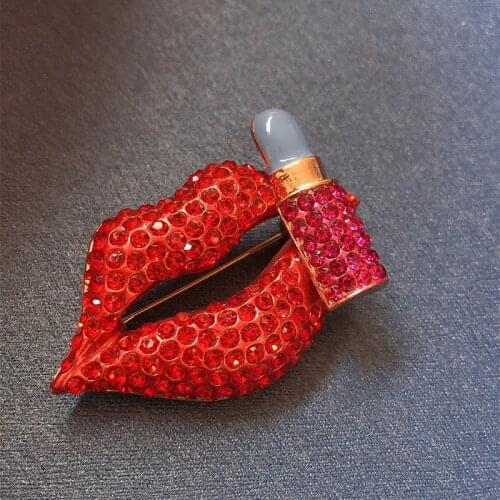 Morkopela Fashion Red Lips Brooches Jewelry Women Luxury Big Brooch Pins Accessories Banquest Party Clothes Scarf Pin Gift
