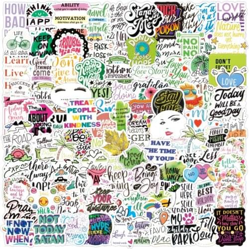100PCS Motivational Phrases Sticker Inspirational Life Quotes to DIY Laptop Notebook Scrapbooking Girls Vsco Graffiti Stickers