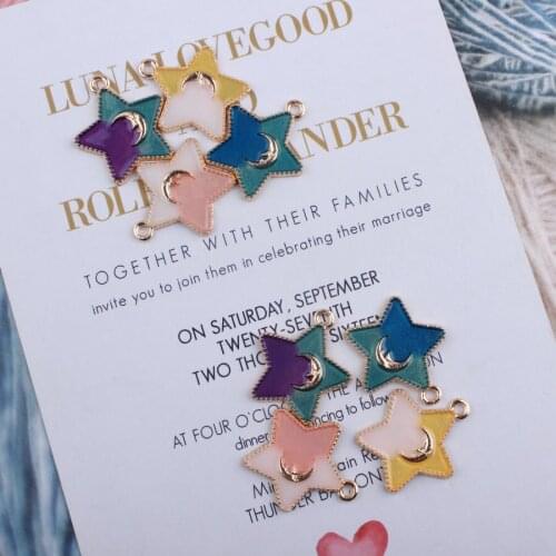 10pcs DIY Fashion Charms Enamels Gifts Pearlescent Stars Alloy Pendant Making Hair Bracelet Necklace Jewelry Accessories 2018