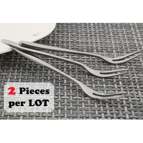 2pcs/Lot Party Cafeteria Stainless Steel Bidentate Fruit Fork For Olive Cake Dessert Pickle Lobster Cocktail Luncheon Salad Pick