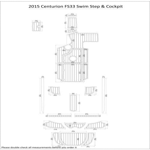 2015 Centurion FS33 Swim Step & Cockpit Pad Boat EVA Teak Decking 1/4" 6mm