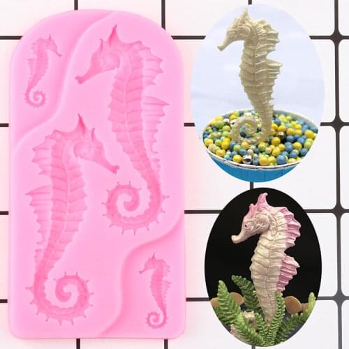 3D Sea Horse Silicone Molds DIY Party Cake Decorating Tools Cupcake Topper Fondant Chocolate Candy Clay Molds Cake Baking Mould