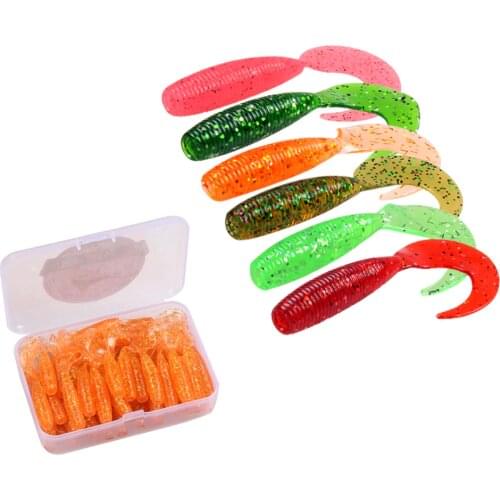 40pcs Soft Bait Grub Wrom 45mm 60mm 70mm Silica Pesca Artifical Fishing Lure Soft Grub Screw Baits