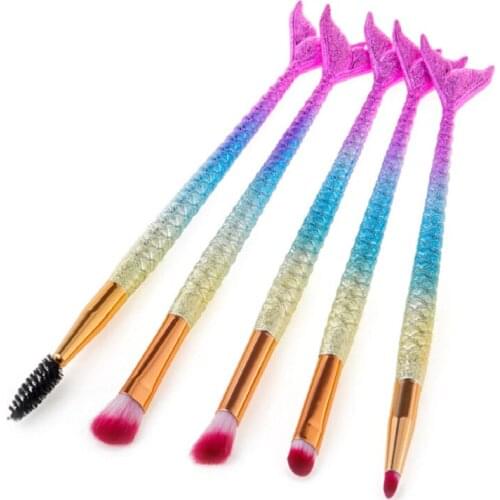 5Pcs/set Makeup Brushes Eye Makeup Set Eyeshadow Brush Eyelash Brush Octagonal Mermaid Makeup Tools