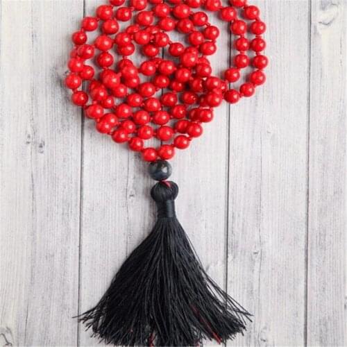 6mm Natural stone gules 108 Beads Tassels Mala Necklace yoga classic elegant Healing Bless Lucky Wristband energy cuff