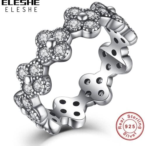 925 Sterling Silver Rings for Women Dazzling Daisy Ring With Clear CZ Anniversary Wedding Jewelry Gifts Rings