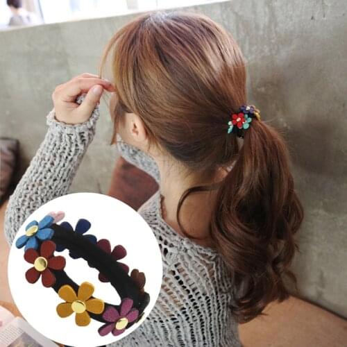 Aikelina 2017 New Fahsion Cartoon Rivet Flowers Hair Accessories Girl Women Headwear Rubber Bands Tie Gum Free Shipping