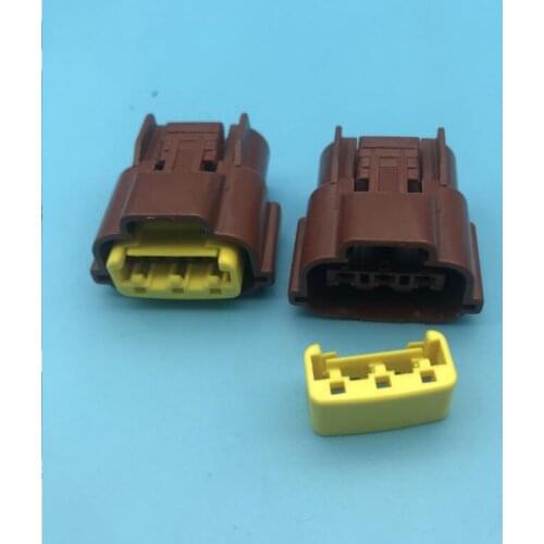 Free shipping brown 3pins car waterproof auto connector 6098-0142 (yellow clip) (2.2) female sensor TPS connector