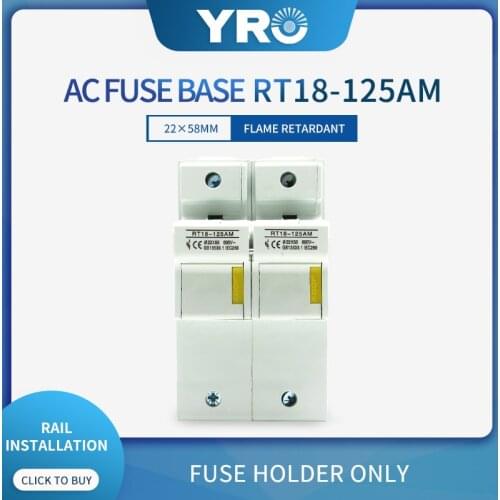 1PC RT18-125 2P 22*58mm PBT Copper Fuse Holder 500V 125A