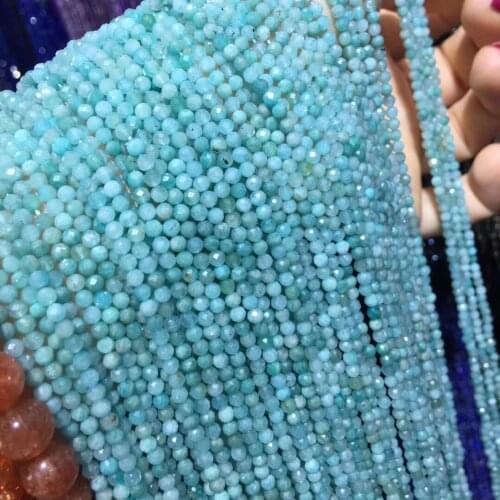 Natural Stone Faceted Scattered bead Amazonite Small Beads 2 3 4 mm for Jewelry Making DIY Necklace Bracelet Accessories
