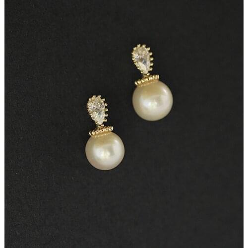 CMajor 9ct Solid Gold Jewelry Fashion Delicate Elegant Natural Round Fresh Water Pearl Classic Minimal Stud Earrings for Women