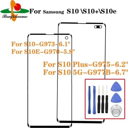 For Samsung Galaxy S10 S10+ S10 Plus S10e S10 5G Front Touch screen Panel LCD Out Glass Cover Lens For G973 G970 G9750 G975