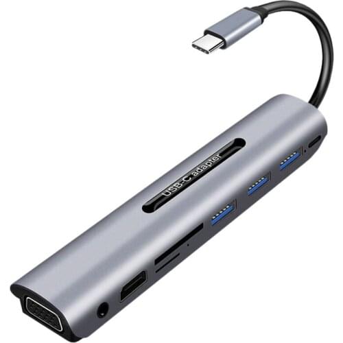 9 In 1 USB C Hub Docking Station 4K HDMI-Compatible VGA PD 100W USB 3.0 SD/TF Multiport Adapter Dongle For Laptop PC Mac