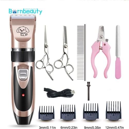 Bornbeauty Electrical Pet Clipper Professional Grooming Kit Dog Hair Clippers Haircut Cordless Trimmer Shaver with Scissors Kit