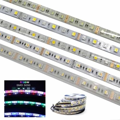 High quality 5M LED strip 5050 DC12V/24V 4 in1/ 5 in1 5colors chips RGBCCT RGB+WW+CW 60LEDs/M RGBW RGBWW Flexible LED Strip