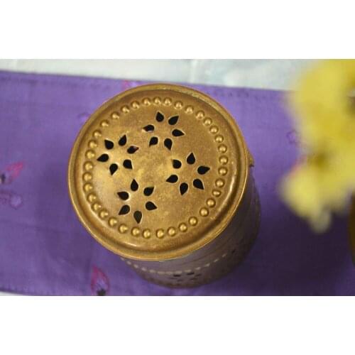 India Hand-carved Hollow Brass Incense Burner Incense Coil Tower Incense Burner