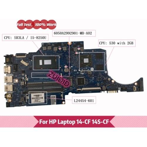 L24454-601 For HP Laptop 14s-cf 14-CF TPN-I130 laptop Motherboard L24454-001 6050A2992901-MB-A02 W i5-8250U 530/2GB 100% tested
