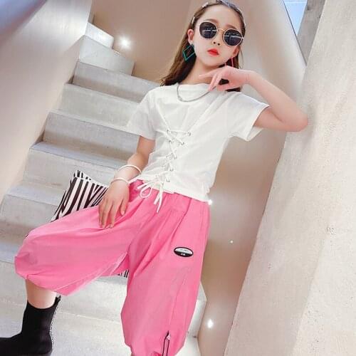 2021 Summer Children Clothes Little Girl Strapping Tops + Capris 2 Pieces Sets Ubrania Dla Dziewczynek Girls Outfits