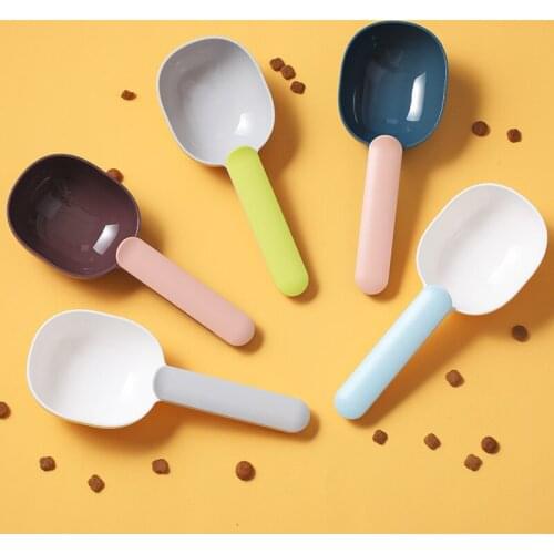 Feeding Spoon Cat Shovel Curved Design Pet Supplies 1Pcs ABS Mutli-function Portable Pet Cat Dog Pet Food Spoon 5Color