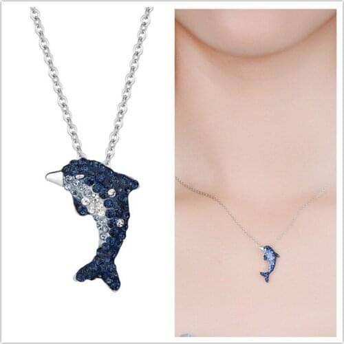 LUKENI Beautifully Zircon Dolphin Female Pendants Necklace Jewelry Trendy 925 Sterling Silver Necklace For Women Accessories Hot