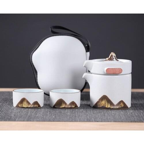 Set of ceramic travel kungfu tea set Simple tea brewing set for outdoor tourism Express cup Tea set suit