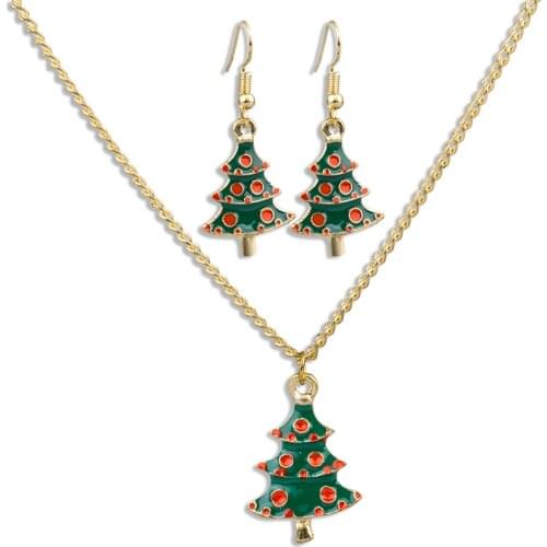 Christmas Trees Necklace Earrings Sets Jewelry Sets Christmas Party Costume Jewellery Accessories Xmas Gifts for Women Children