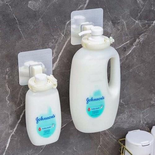 Wall Mounted Bathroom Organizer Shampoo Bottle Shelf Shower Gel Rack Liquid Soap Holder Self Adhesive Hanger Shelves