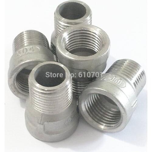5pcs Nipple 304 Stainless Steel 1/2" Female x 1/2" Male Bushing Pipe Fitting BSPT