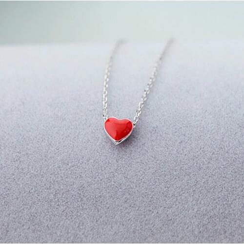Red Love Heart Chocker Chain Necklace For Women Plata color Necklaces Pendants Collares Mujer collier femme joyas collana