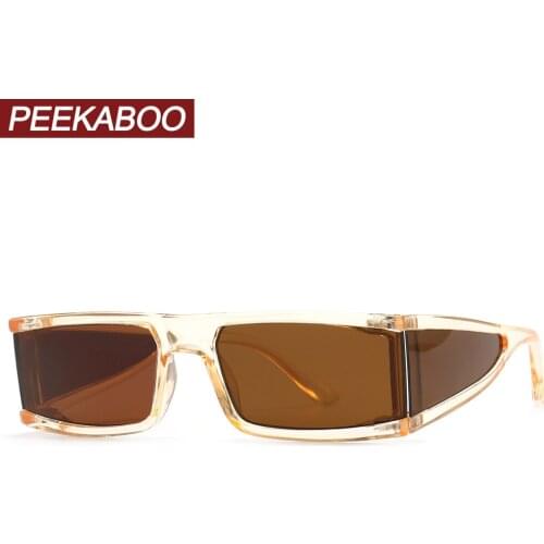 Peekaboo brown black rectangle sunglasses men side shield hot selling uv400 fashion sun glasses for women transparent 2022