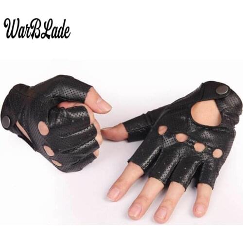 WarBLade Black PU Leather Gym Gloves Half Finger Sport Driving Show Women Gloves Punk Jazz Fingerless Mittens Guantes Luva